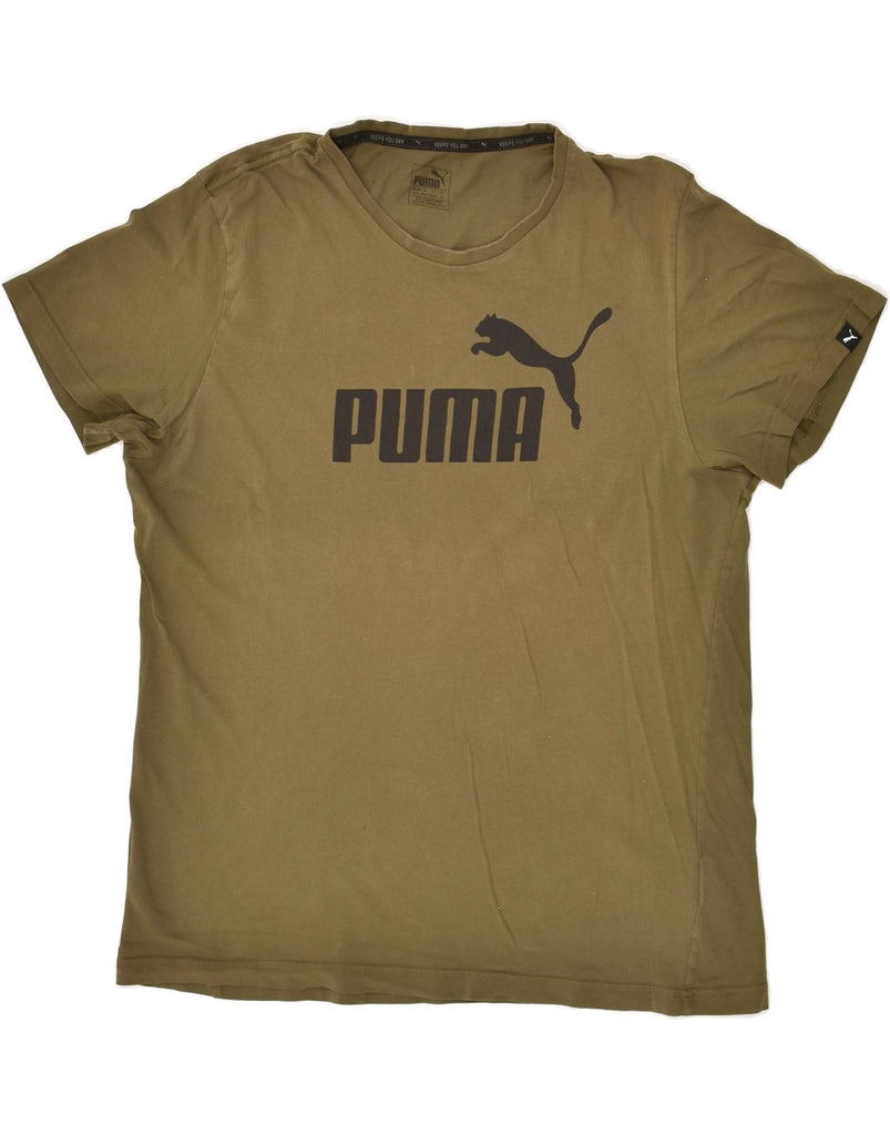 PUMA Womens Graphic T-Shirt Top UK 18 XL Khaki Cotton Vintage Puma and Second-Hand Puma from Messina Hembry 