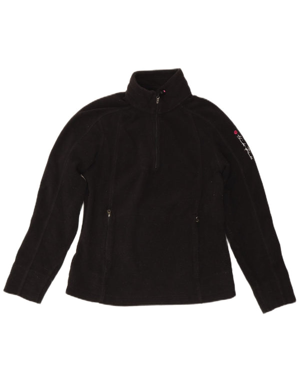 Think Pink Womens Zip Neck Fleece Jumper UK 10 Small Black Polyester