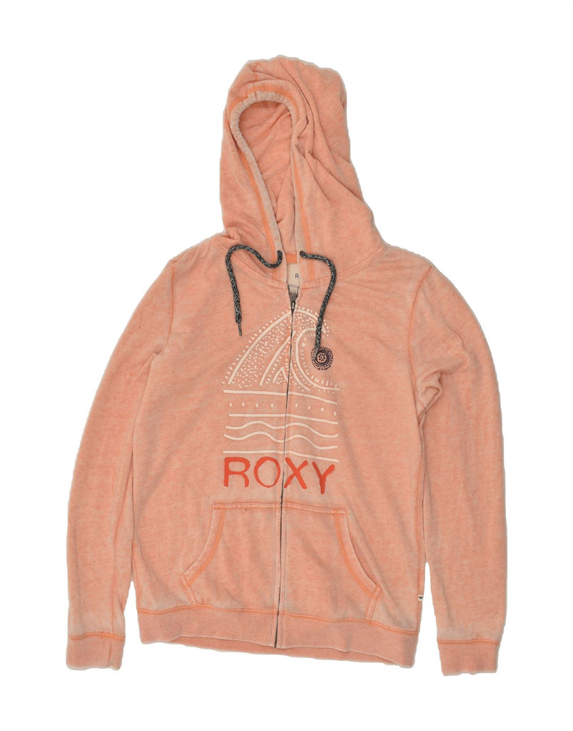 ROXY Womens Graphic Zip Hoodie Sweater UK 16 Large Orange | Vintage Roxy | Thrift | Second-Hand Roxy | Used Clothing | Messina Hembry 