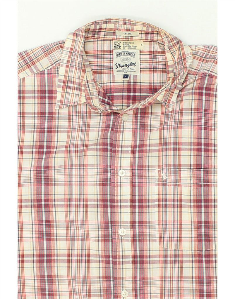 WRANGLER Mens Casual Shirt Large Beige Check Cotton | Vintage Wrangler | Thrift | Second-Hand Wrangler | Used Clothing | Messina Hembry 