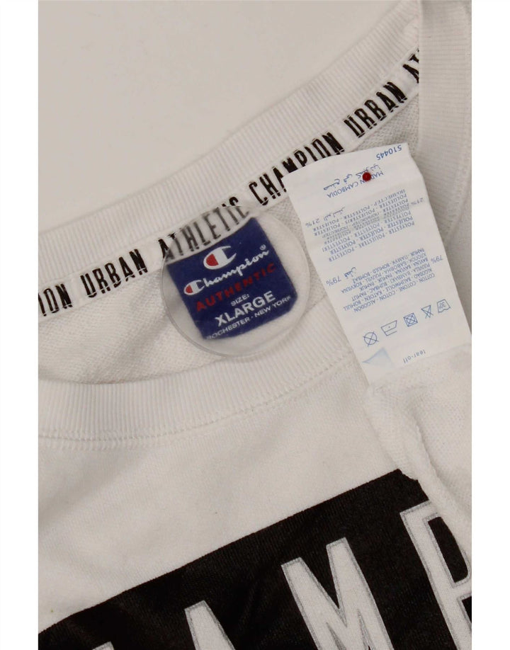 Champion Mens Graphic Sweatshirt Jumper XL White Cotton