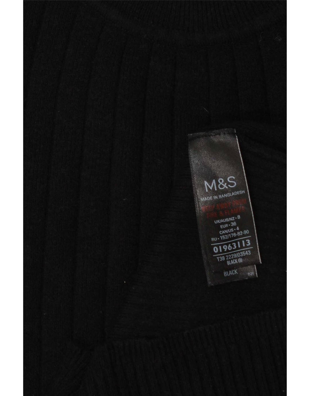 Marks & Spencer Womens Turtle Neck Jumper Sweater UK 8 Small Black