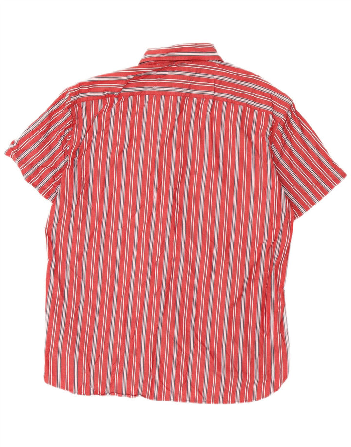 Tommy Hilfiger Mens Short Sleeve Shirt 2XL Red Striped Cotton 80s