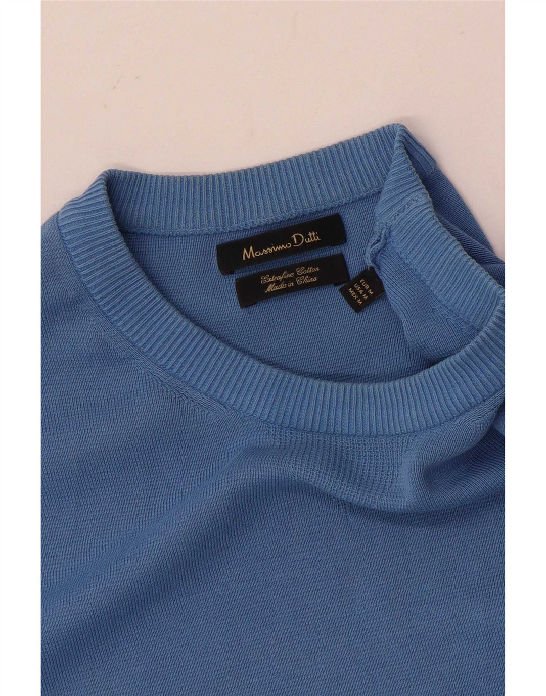 Massimo Dutti Mens Crew Neck Jumper Sweater Medium Blue Cotton