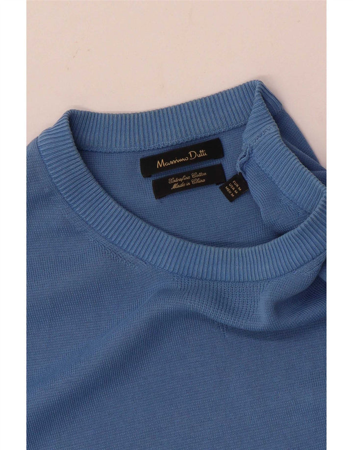 Massimo Dutti Mens Crew Neck Jumper Sweater Medium Blue Cotton