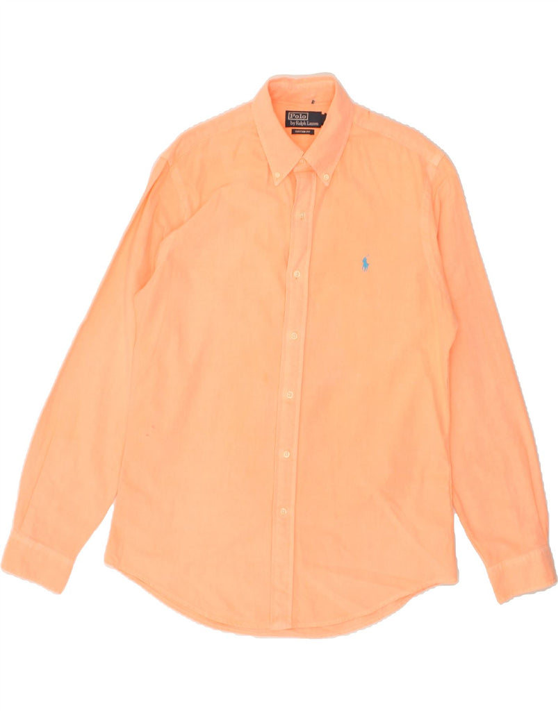 POLO RALPH LAUREN Mens Custom Fit Shirt Medium Orange Cotton | Vintage Polo Ralph Lauren | Thrift | Second-Hand Polo Ralph Lauren | Used Clothing | Messina Hembry 