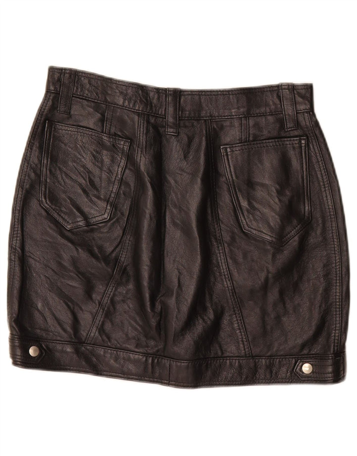 Vintage Womens Mini Leather Skirt W26 Small  Black