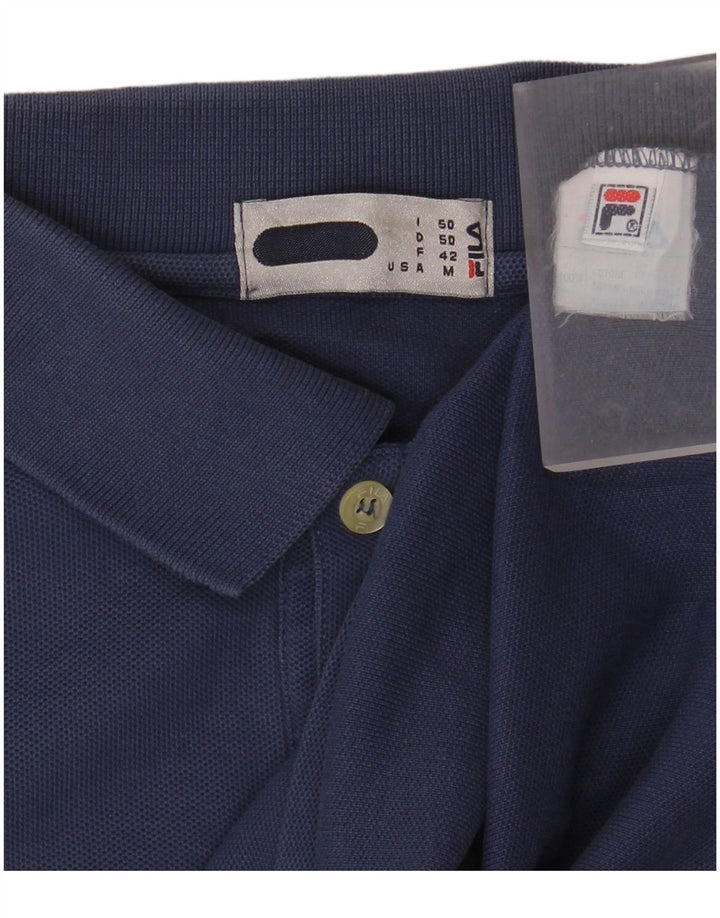 FILA Mens Long Sleeve Polo Shirt IT 50 Medium Blue Cotton