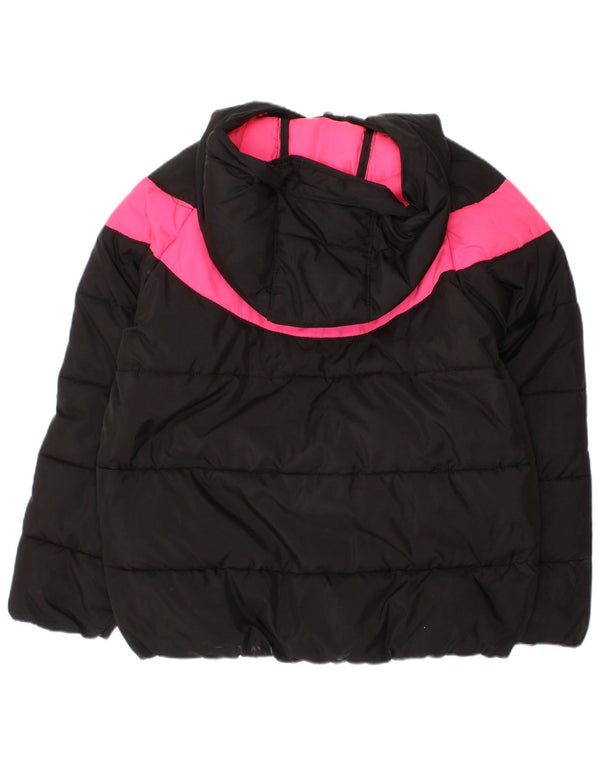 NIKE Girls Hooded Padded Jacket 5-6 Years Medium Black Colourblock