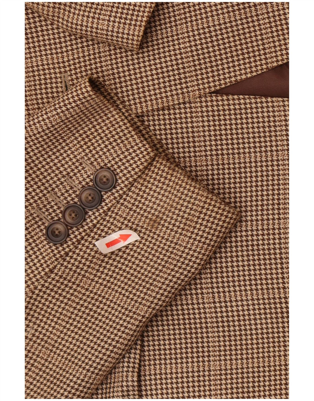 Aquascutum Mens 2 Button Blazer Jacket UK 42 XL Brown Houndstooth Wool