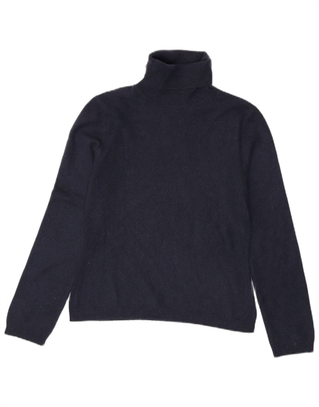 Benetton Womens Roll Neck Jumper Sweater UK 10 Small Navy Blue Cashmere