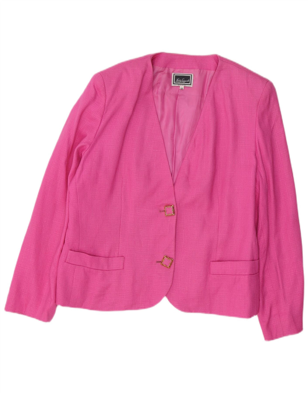 Luisa Spagnoli Womens 2 Button Blazer Jacket IT 48 XL Pink Acetate