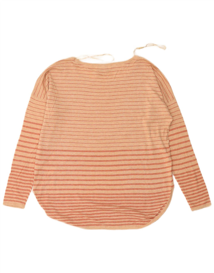 FAT FACE Womens Boat Neck Jumper Sweater UK 12 Medium Orange Striped