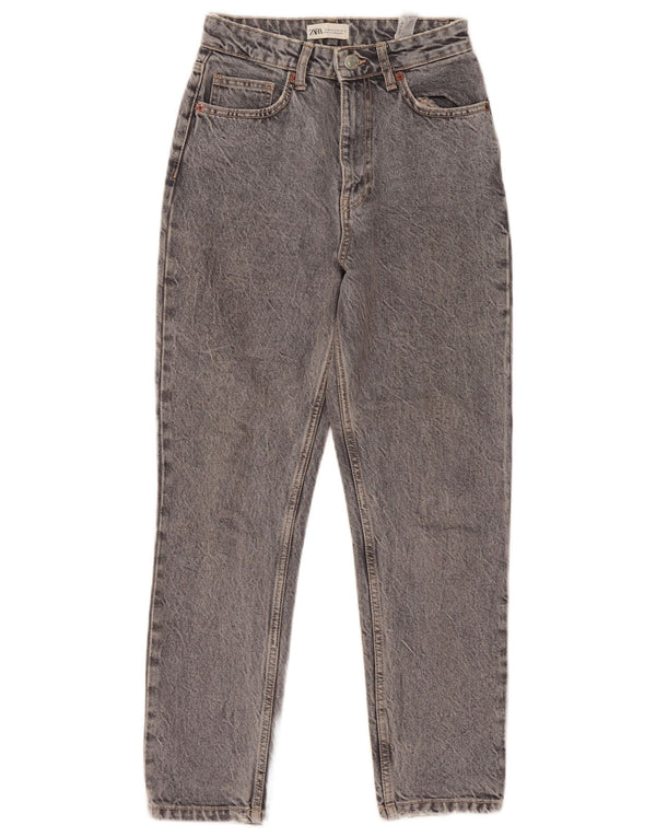 Zara Womens High Waist Jeans EU 34 2XS W24 L26 Grey Cotton
