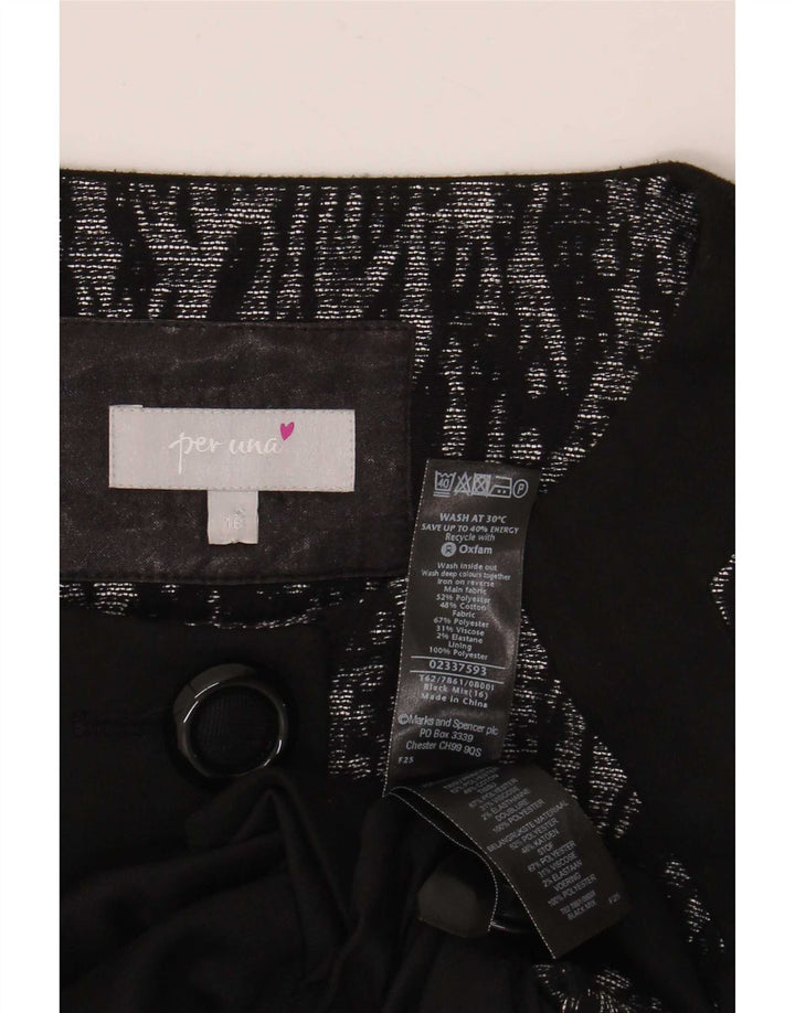 Marks & Spencer Womens Abstract Pattern Blazer Jacket UK 16 Large Black