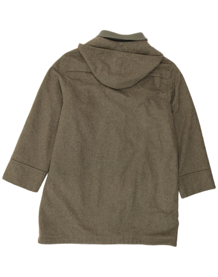 Merlet Mens Hooded Overcoat IT 50 Large Khaki Wool