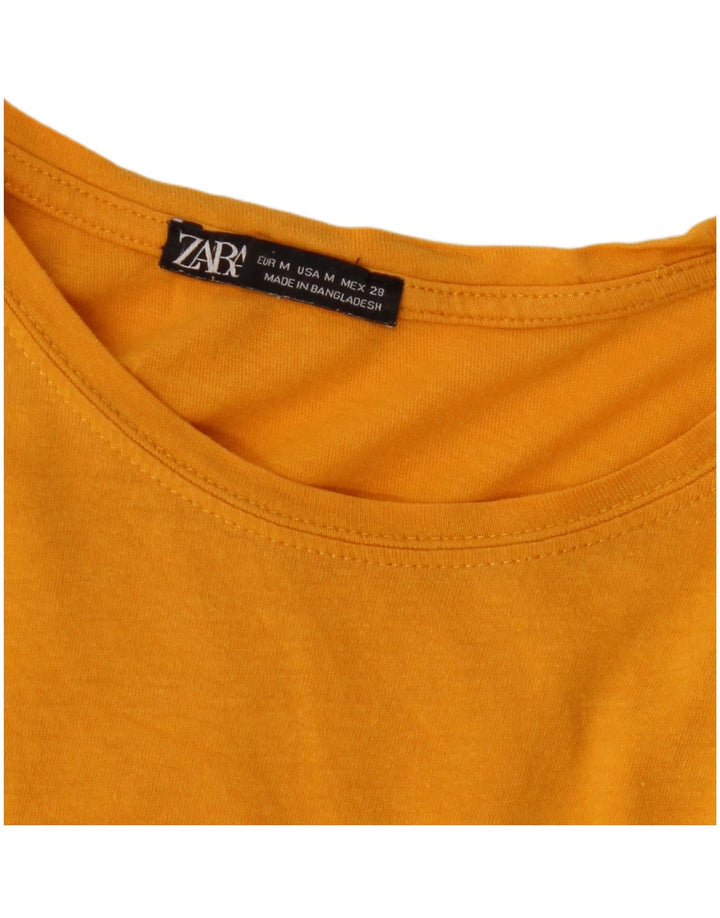 Zara Womens T-Shirt Top UK 14 Medium Yellow