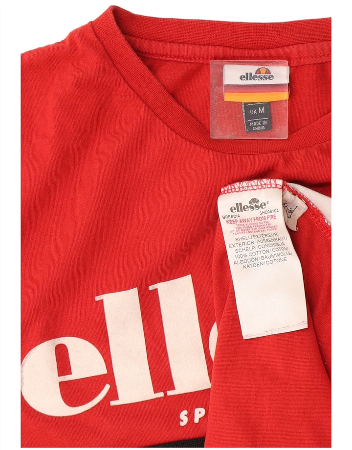 Ellesse Mens Graphic T-Shirt Top Medium Red Colourblock Cotton