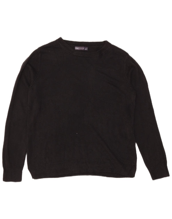 MARKS & SPENCER Womens Boat Neck Jumper Sweater UK 14 Large Black Acrylic
