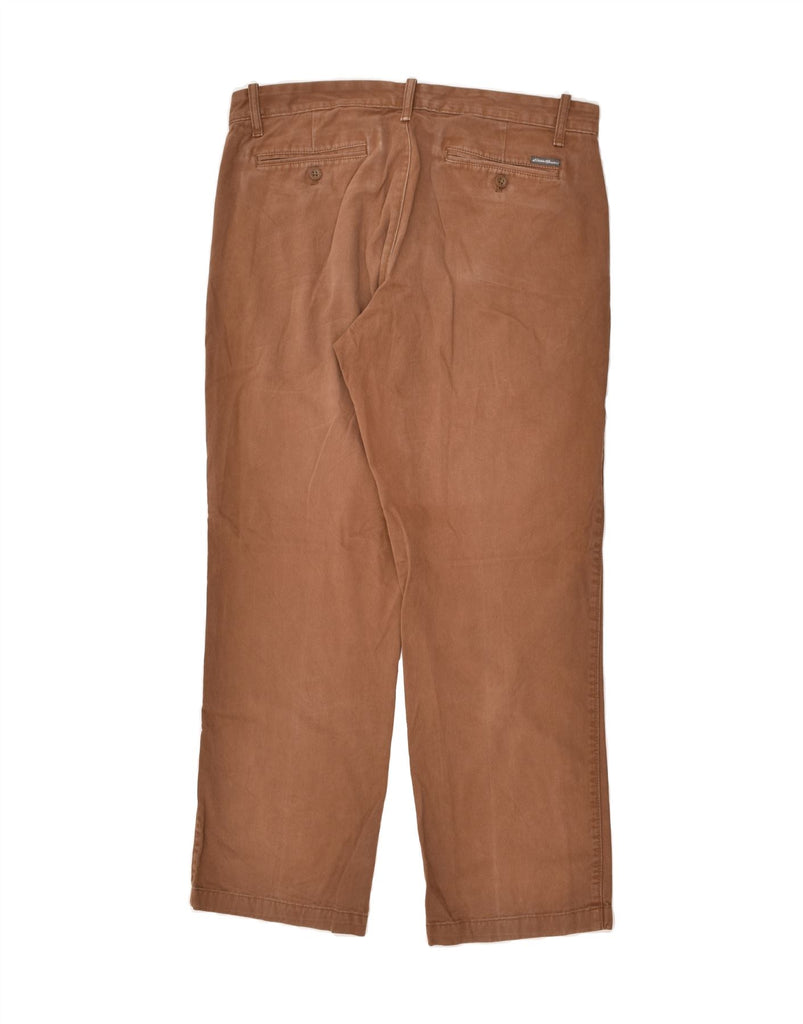 EDDIE BAUER Mens Straight Chino Trousers W34 L30 Brown Cotton | Vintage Eddie Bauer | Thrift | Second-Hand Eddie Bauer | Used Clothing | Messina Hembry 