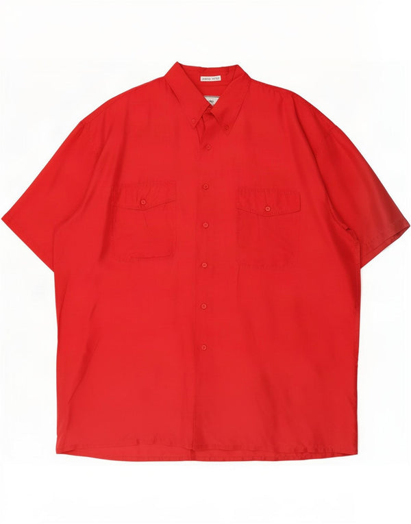 Brugi Mens Short Sleeve Shirt XL Red Silk