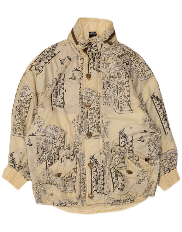 Emmegi Mens Hooded Loose Fit Padded Jacket UK 36 Small Beige Polyester