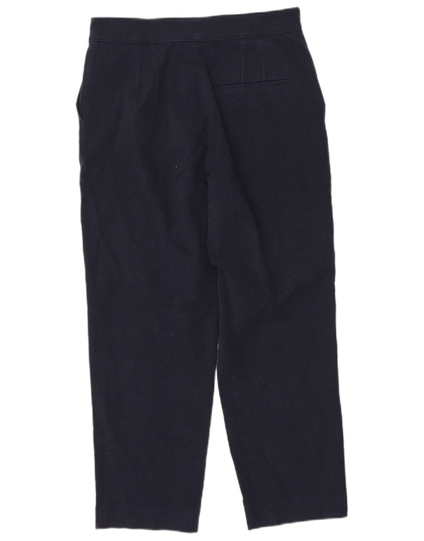 Massimo Dutti Womens Cropped Trousers EU 40 Medium W30 L26 Navy Blue