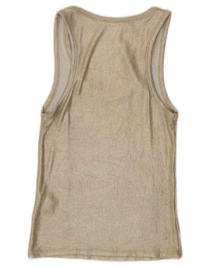 Zara Womens Vest Top UK 12 Medium Gold Viscose