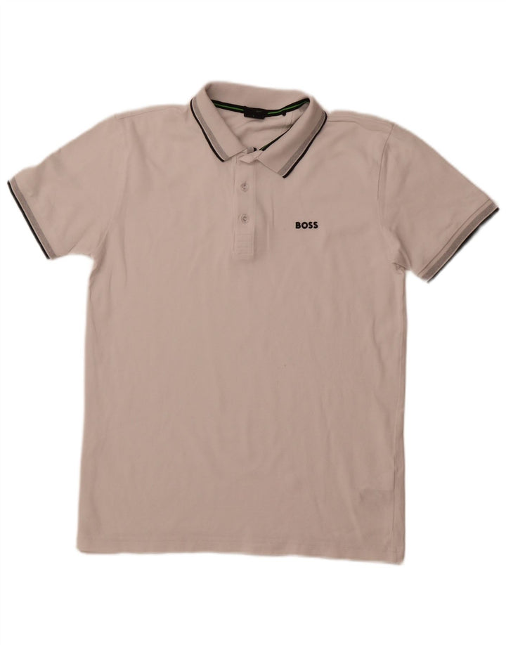 HUGO BOSS Mens Regular Fit Polo Shirt Large White Cotton
