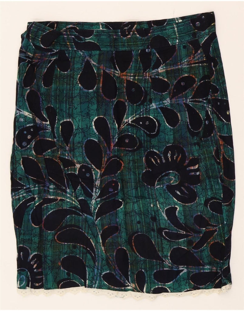 BENETTON Womens Pencil Skirt IT 44 Medium W28 Green Paisley Cotton Vintage Benetton and Second-Hand Benetton from Messina Hembry 