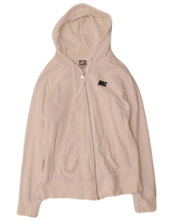Nike Womens Zip Hoodie Sweater US 12/14 Large White Cotton