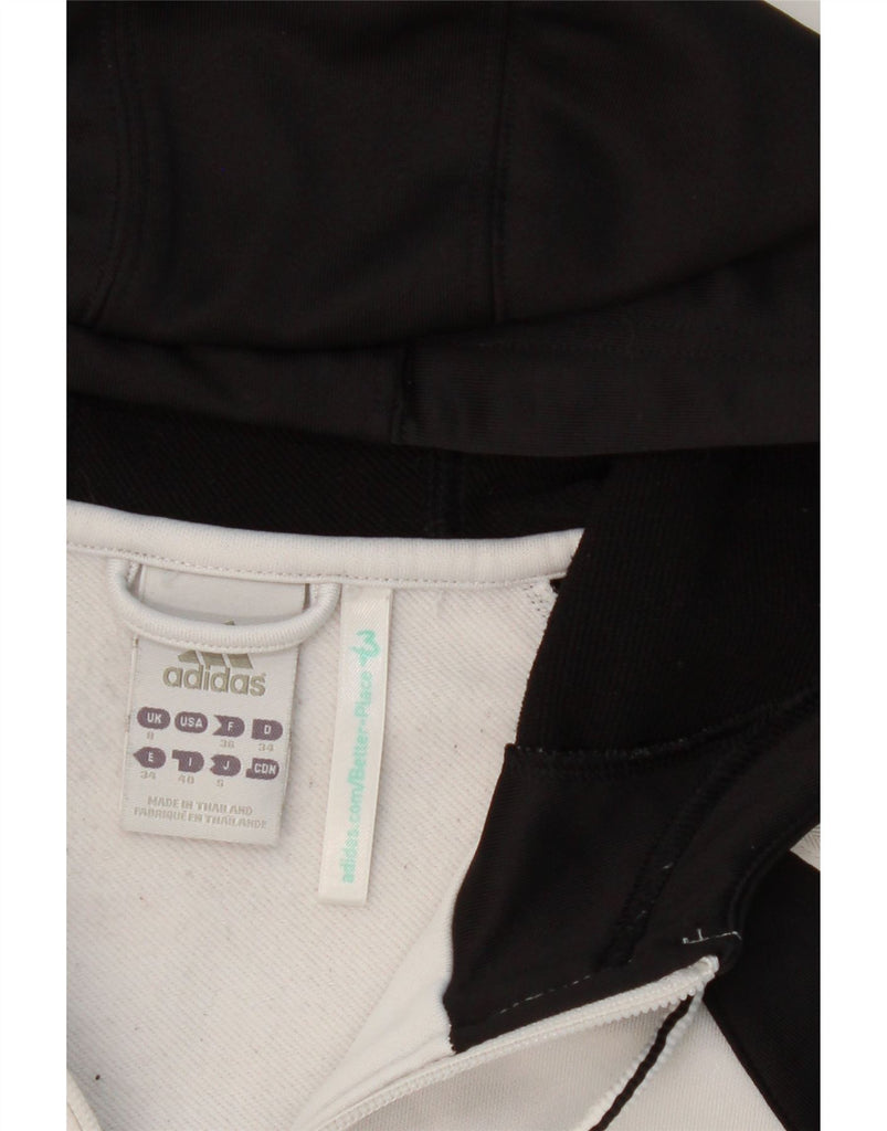 ADIDAS Womens Hooded Zip Hoodie Sweater UK  8 Small White Colourblock Vintage Adidas and Second-Hand Adidas from Messina Hembry 