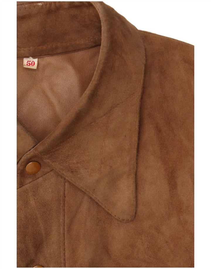 Vintage Mens Suede Shirt IT 50 Medium Brown