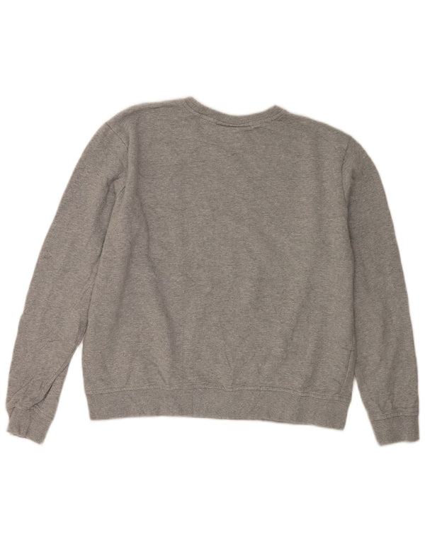 Fila Womens Crop Sweatshirt Jumper UK 16 Large Grey Flecked Cotton
