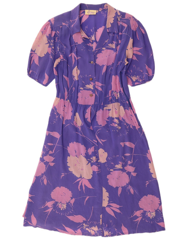 Albinea Womens A-Line Dress UK 16 Large Purple Floral Acetate