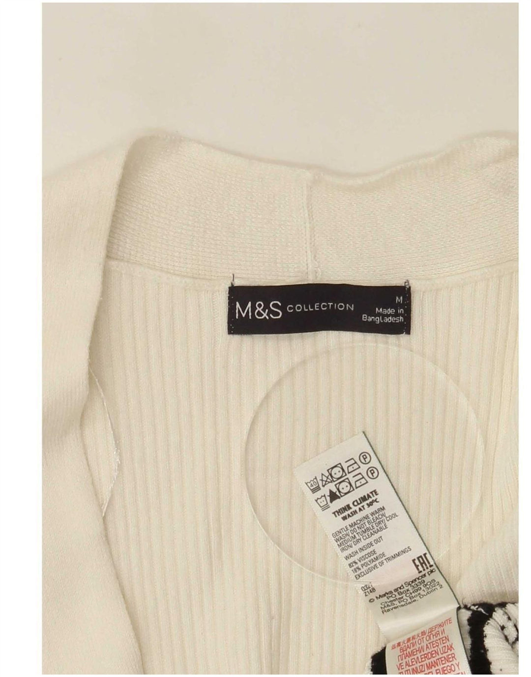 Marks & Spencer Womens Longline Cardigan Sweater UK 14 Medium Off White