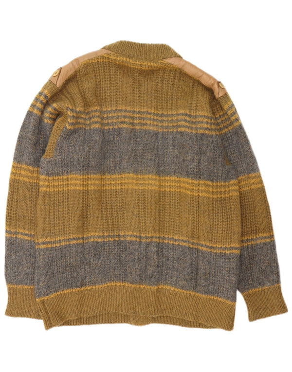 Schiatti&Co Mens Cardigan Sweater Medium Green Colourblock Mohair
