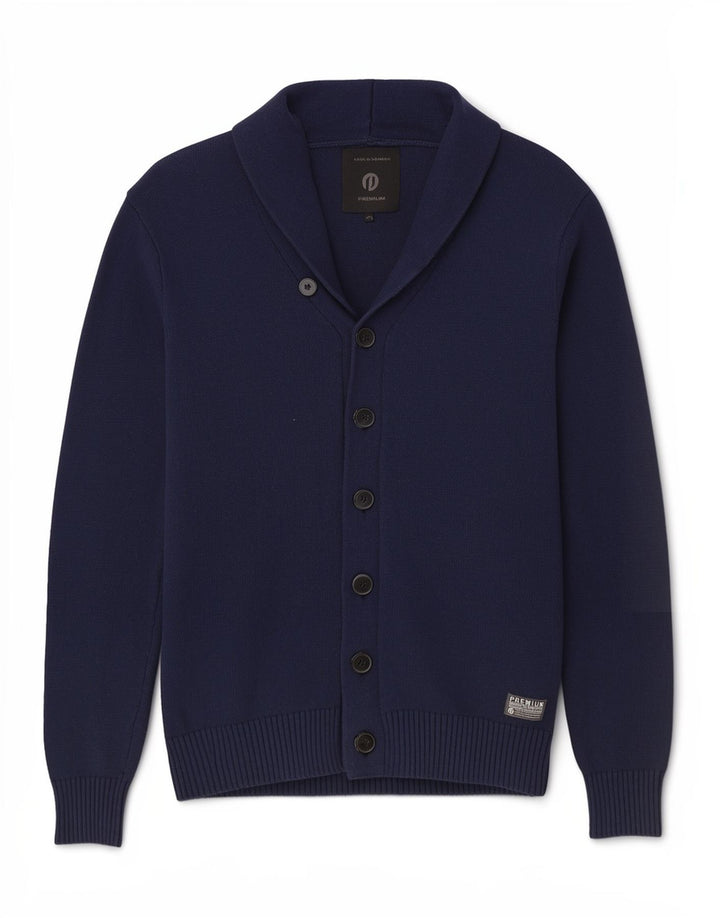 Jack & Jones Mens Cardigan Sweater Large Navy Blue Cotton