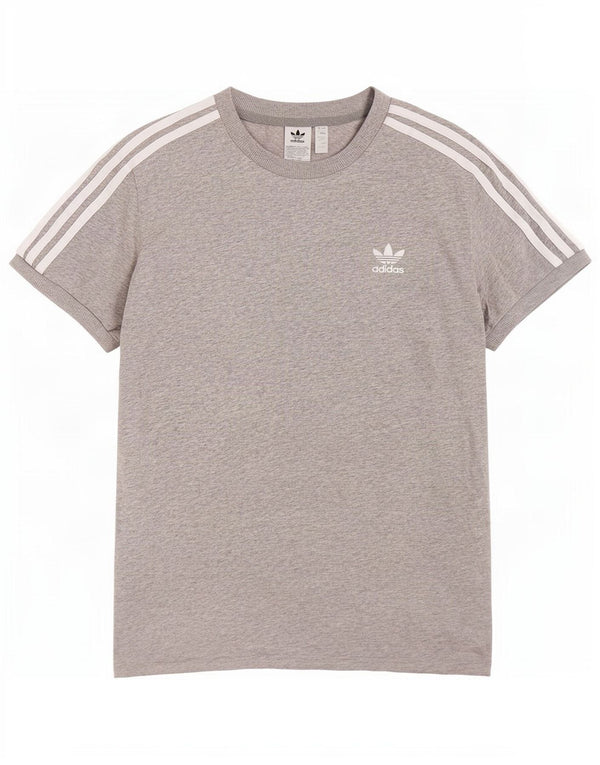 Adidas Womens T-Shirt Top UK 12 Medium Grey Cotton