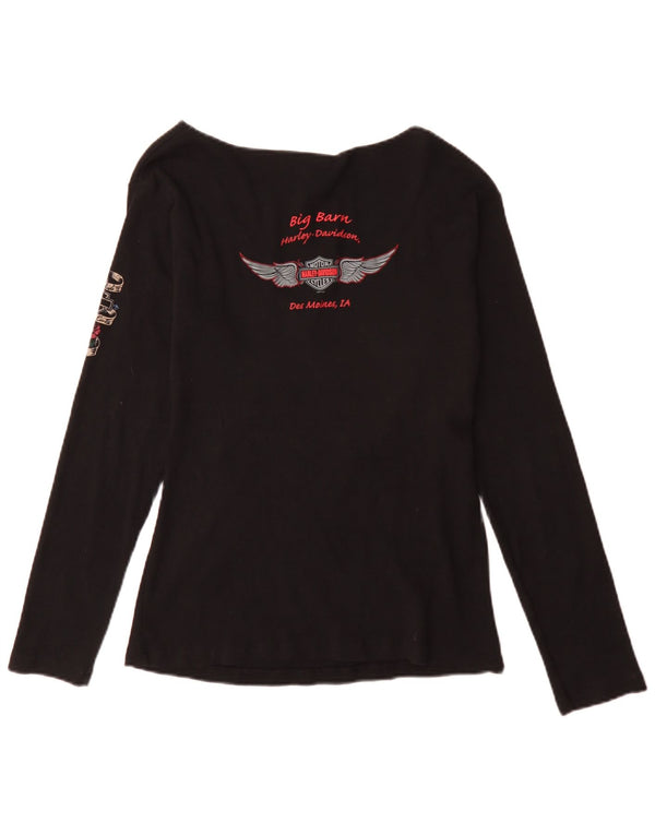 Harley Davidson Womens Graphic Top Long Sleeve UK 18 XL Black Cotton