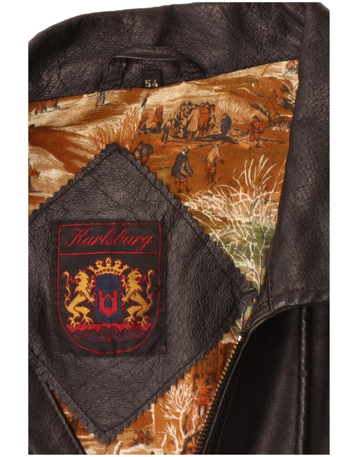 Karlsburg  Mens Leather Jacket IT 54 2XL Black Leather