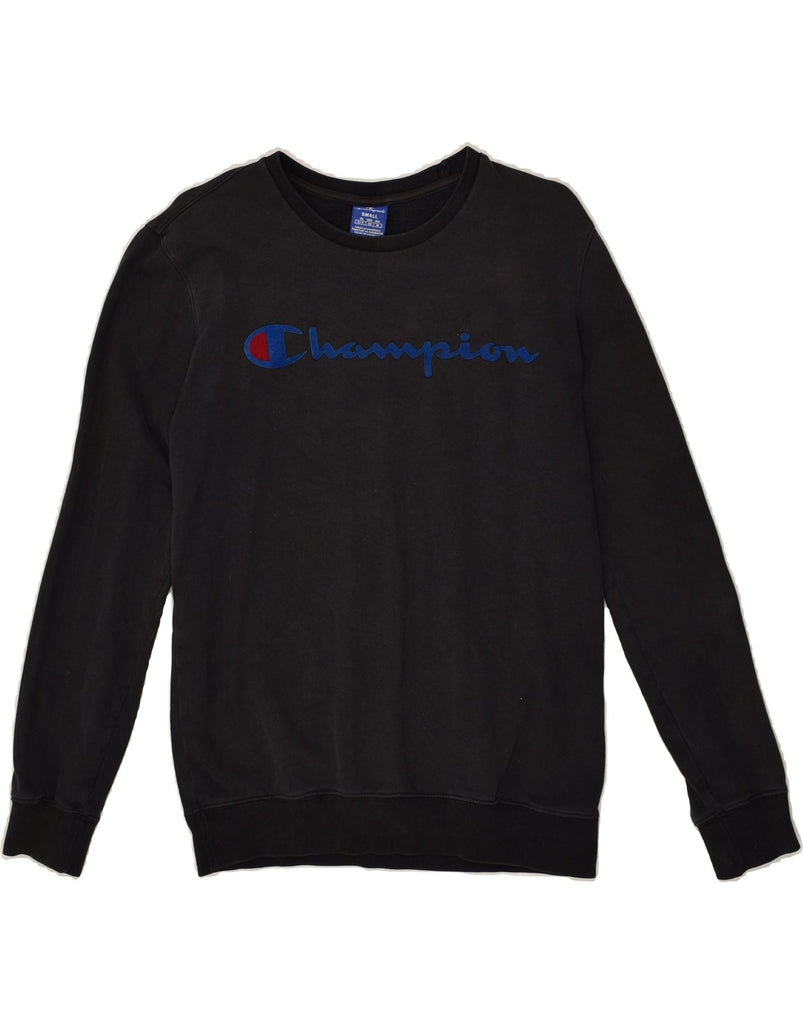 CHAMPION Mens Graphic Sweatshirt Jumper Small Black Cotton | Vintage Champion | Thrift | Second-Hand Champion | Used Clothing | Messina Hembry 