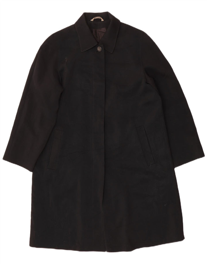Marks & Spencer Womens Overcoat UK 12 Medium Black Polyester