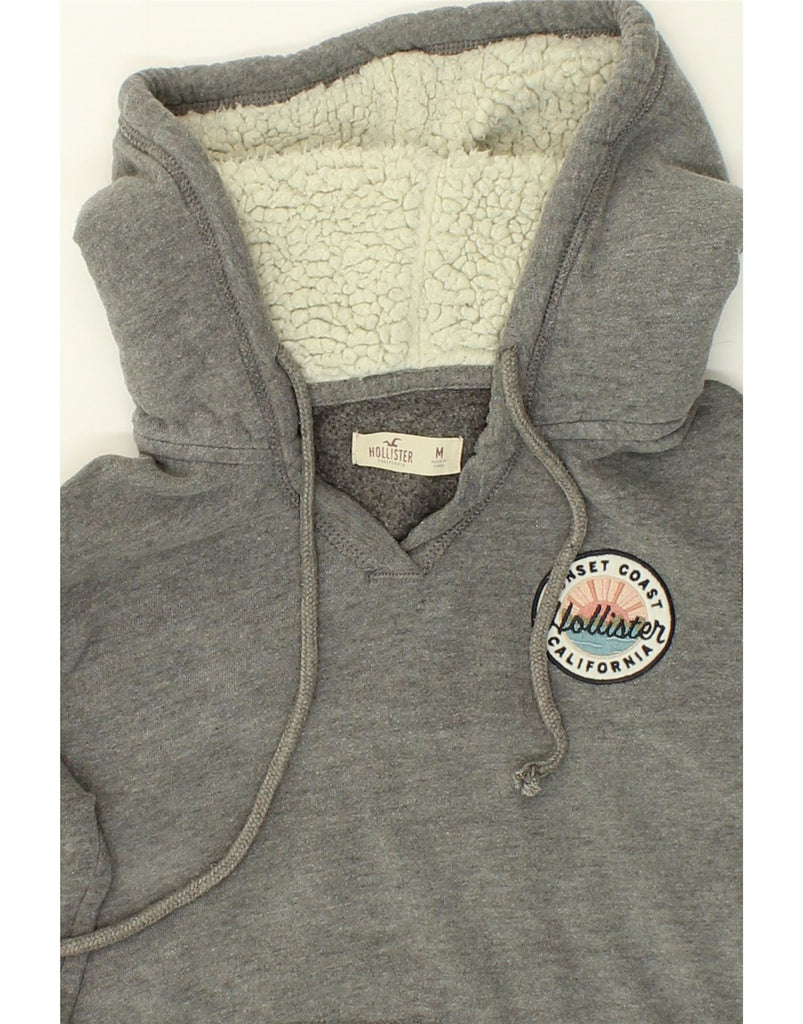 HOLLISTER Womens Graphic Hoodie Jumper UK 14 Medium Grey Cotton | Vintage Hollister | Thrift | Second-Hand Hollister | Used Clothing | Messina Hembry 