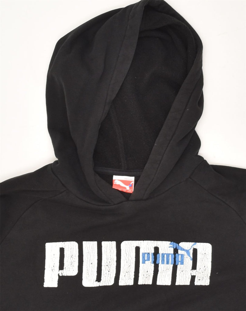 PUMA Boys Graphic Hoodie Jumper 11-12 Years Black Cotton | Vintage Puma | Thrift | Second-Hand Puma | Used Clothing | Messina Hembry 