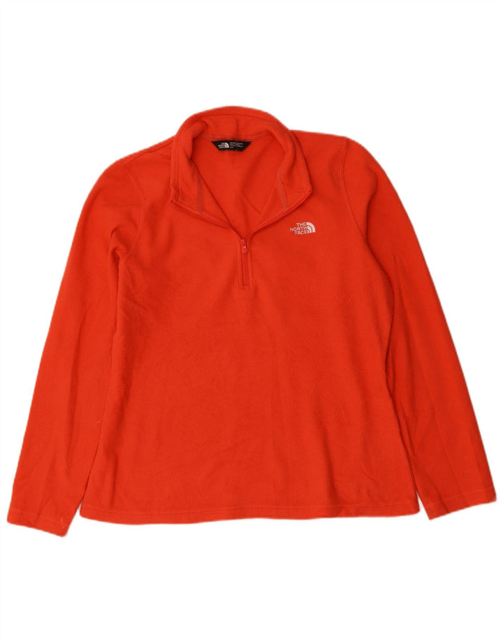 The North Face Womens Zip Neck Fleece Jumper UK 16 Large Orange Polyester