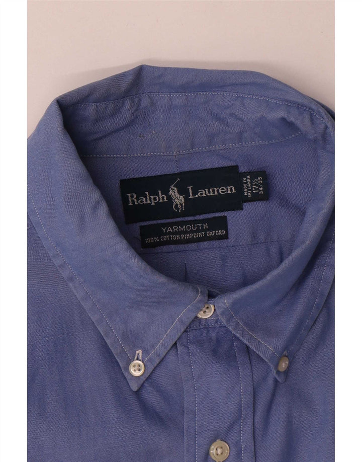 Ralph Lauren Mens Shirt Size 17 1/2 XL Blue Cotton