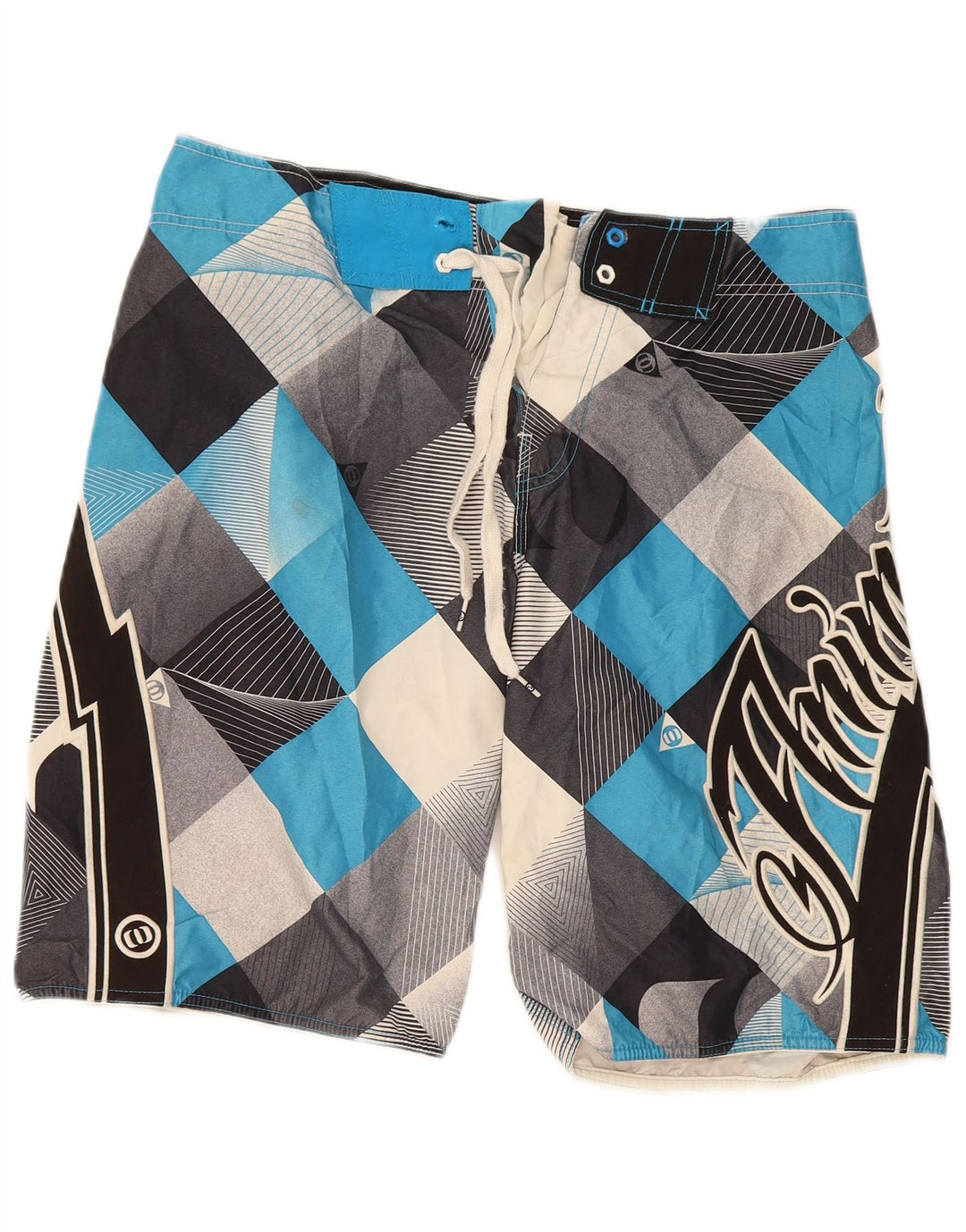 ANIMAL Mens Graphic Swimming Shorts Medium  Grey Geometric Polyester