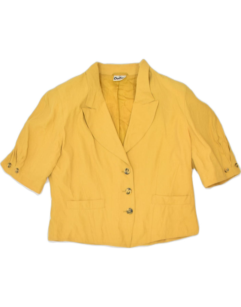 OUI SET Womens Short Sleeve 3 Button Blazer Jacket IT 42 Medium Yellow | Vintage | Thrift | Second-Hand | Used Clothing | Messina Hembry 