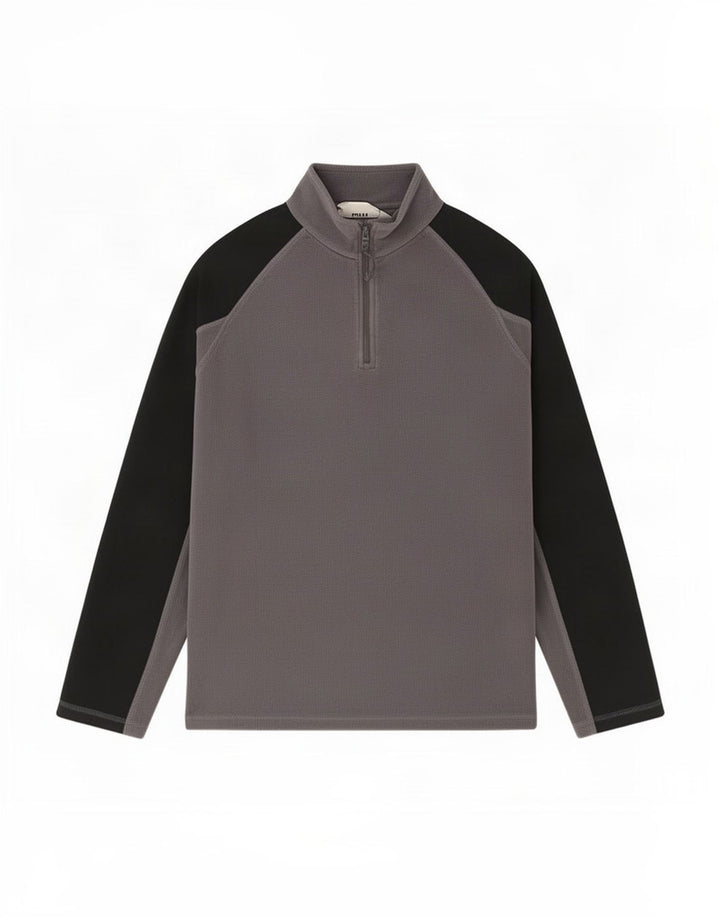 Mountain Warehouse Mens Zip Neck Fleece Jumper Medium Grey Colourblock